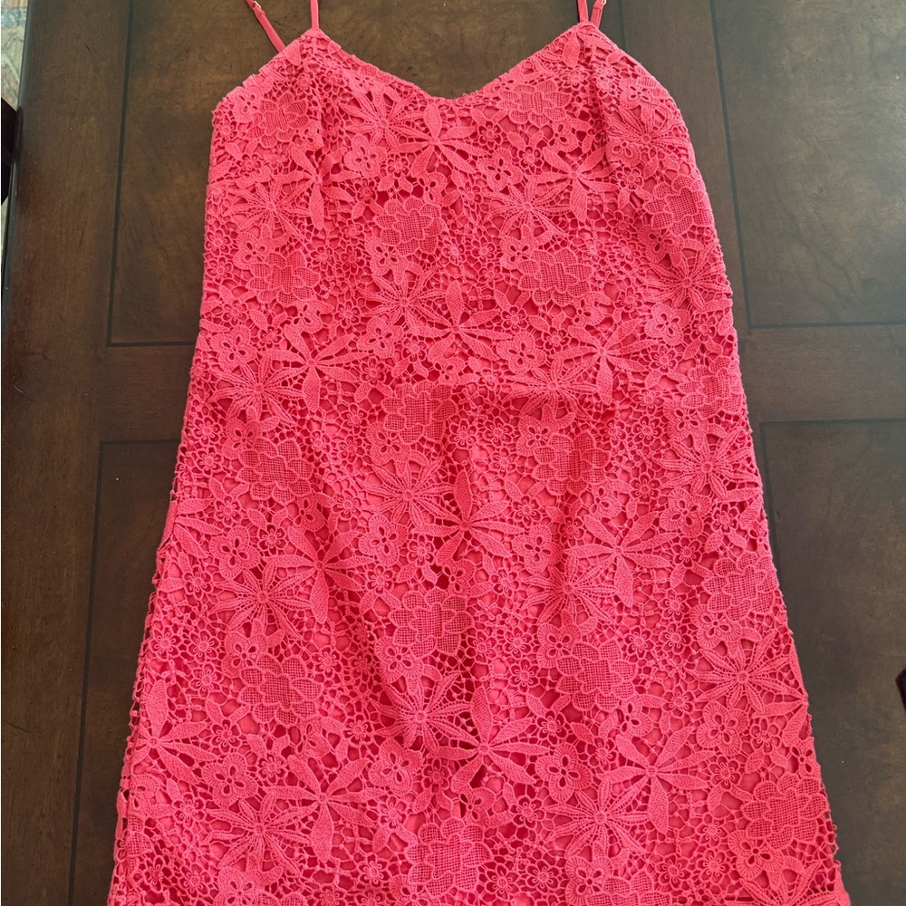 J. Crew Factory Pink Lace Spaghetti Strap Dress